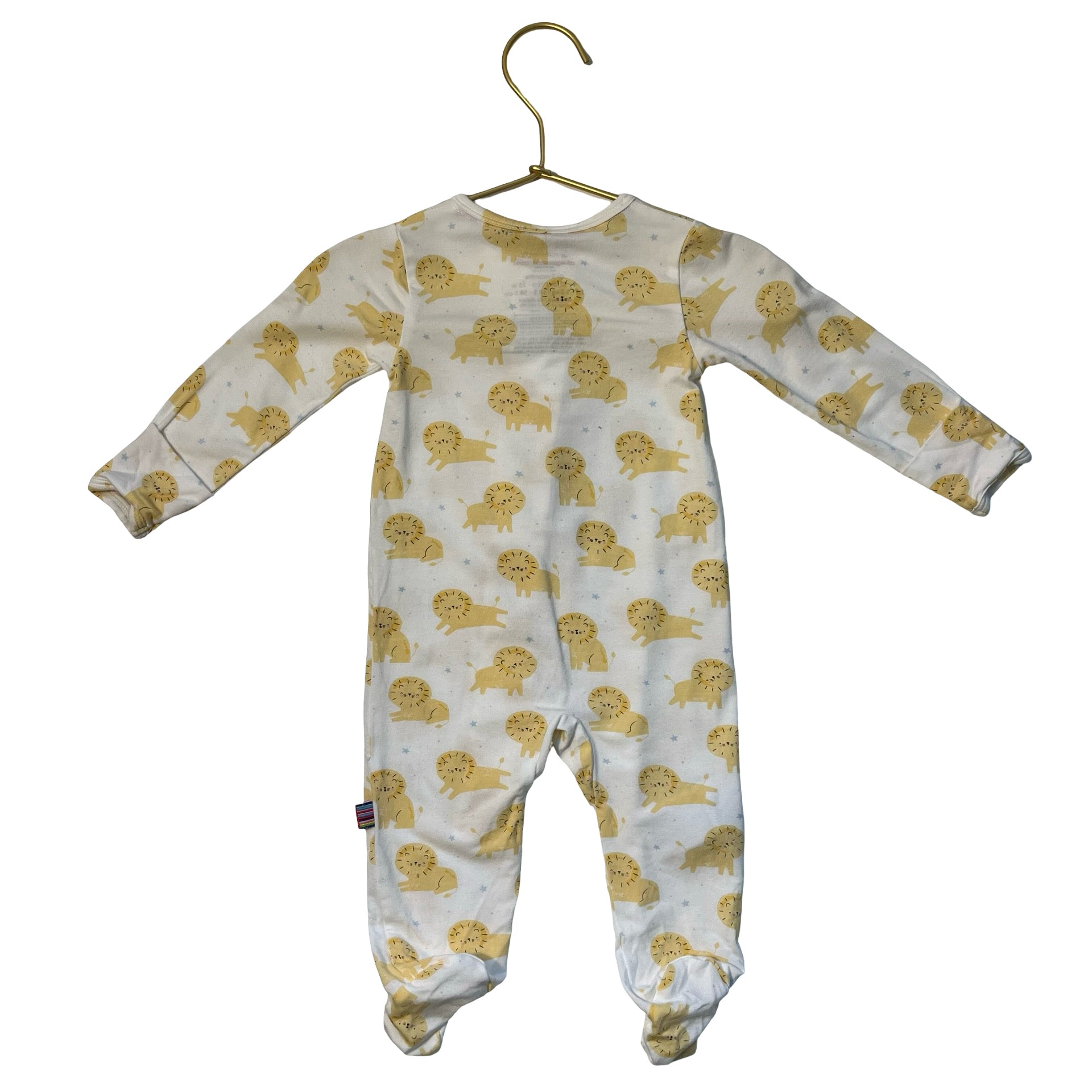 Magnetic Me Ivory & Yellow Lion Print Footed PJs - Size 0-3 Mo