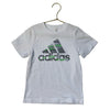 Adidas White & Gray/Green Logo T-Shirt - Size 3
