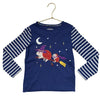 Mini Boden Navy Hedgehog Witch Broom Applique Shirt - Size 6-7Y