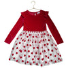 btween Heart Print Red Velour & White Tulle Dress - Size 6