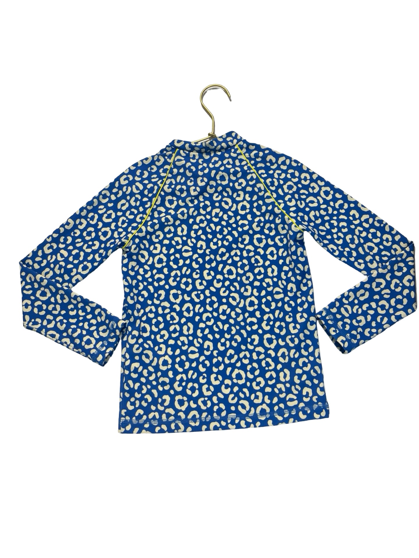 Mini Boden Blue & Ivory Leopard Print Rash Guard - Size 6-7Y
