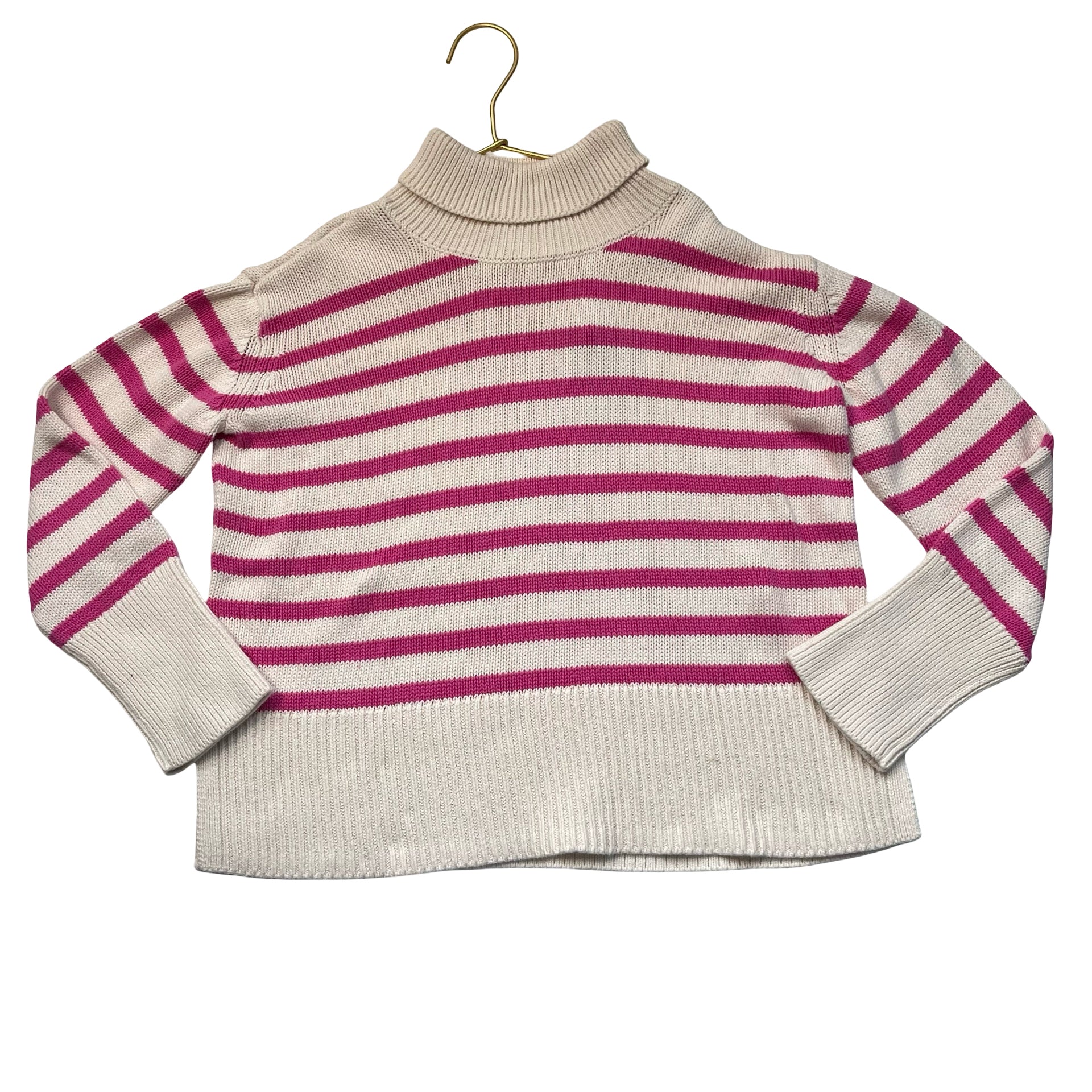 Gap Kids Ivory & Pink Striped Cotton Turtleneck Sweater - Size M 8