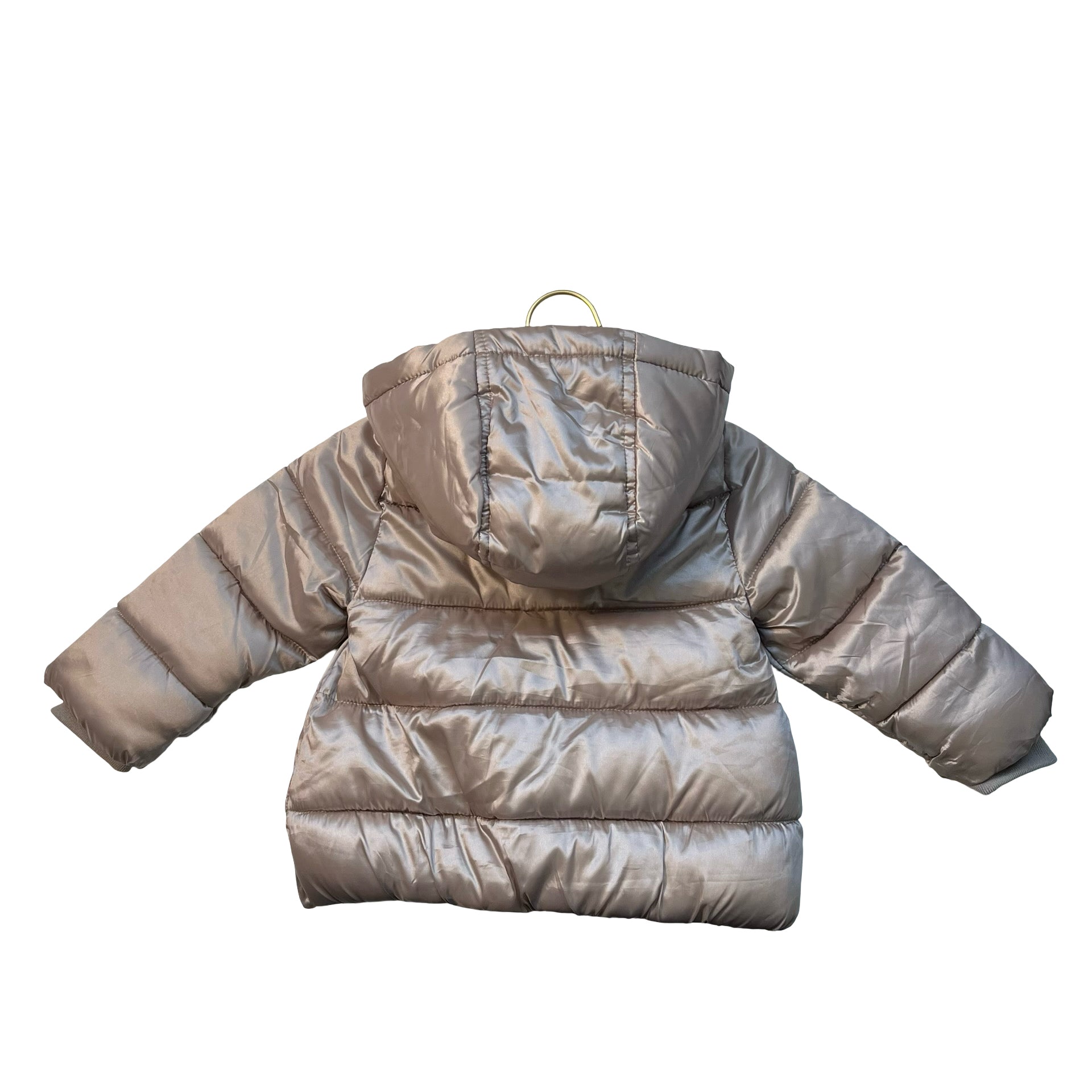 Mayoral Tan Shimmer Hooded Puffer Jacket - Size 12 Mo