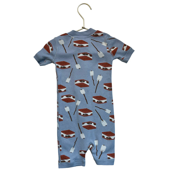 Hanna Andersson Light Blue S'Mores Print One-Piece PJs - Size 18-24 Mo