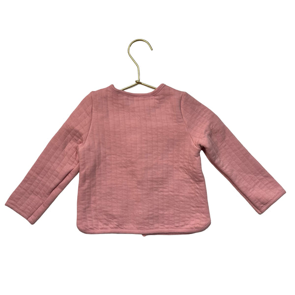 Petit Bateau Pink Quilted Snap Cardigan - Size 24 Mo
