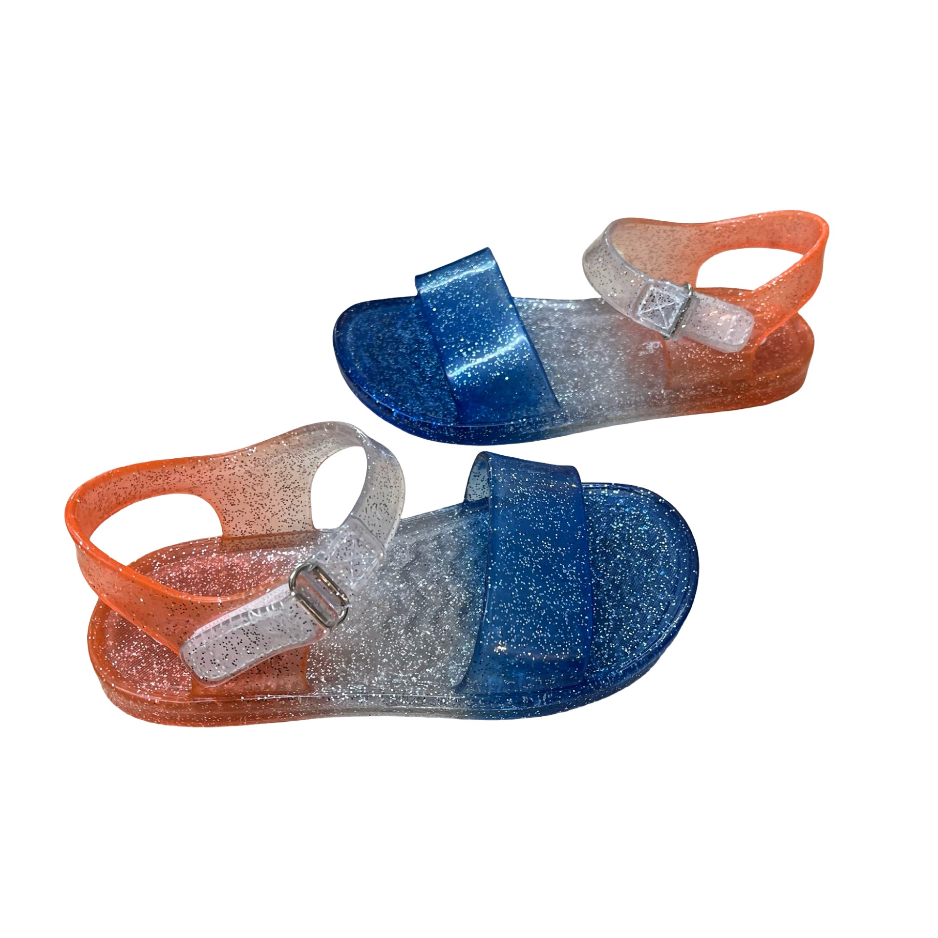 Cat & Jack Clear, Blue, Orange Glitter Jelly Sandals - Size 9