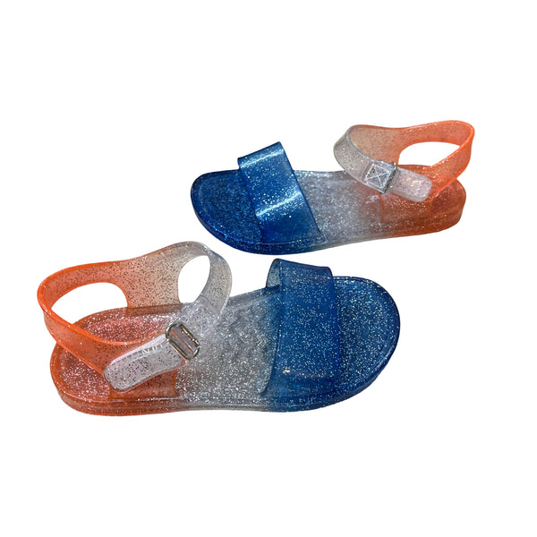 Cat & Jack Clear, Blue, Orange Glitter Jelly Sandals - Size 9