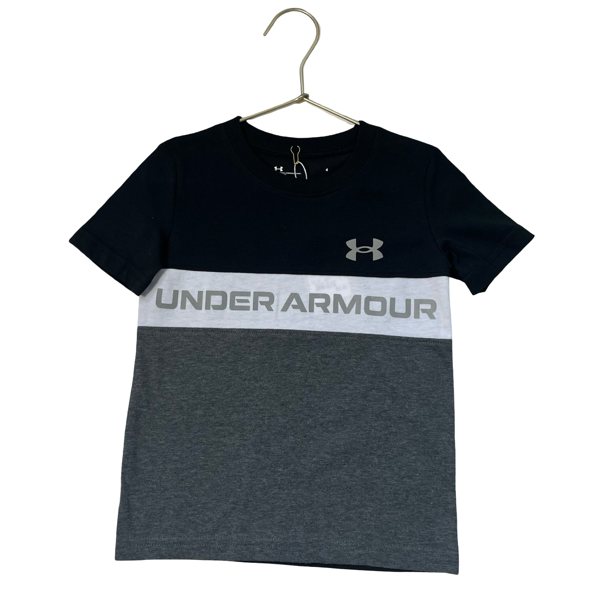 Under Armour Black, White, Gray T-Shirt - Size 4