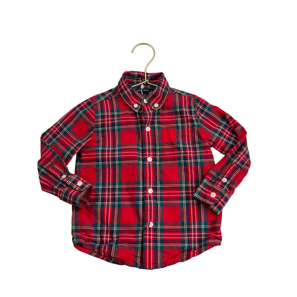 Janie and Jack Red Tartan Plaid Button Shirt - Size 18-24 Mo