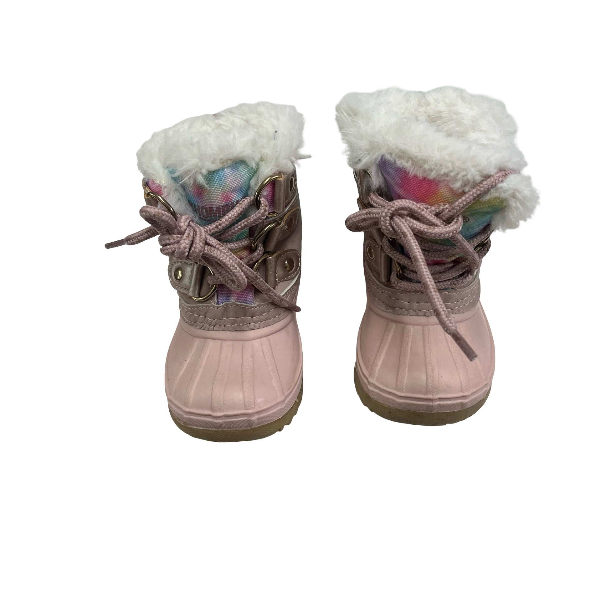Khombu Pink & Tie-Dye Faux Fur Lined Winter Boots - Size 5