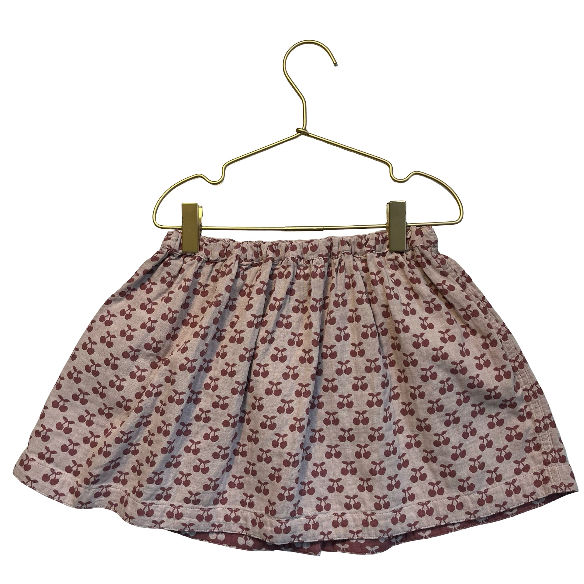 Hux Peach & Dusty Rose Cherry Print Reversible Skirt - Size 6