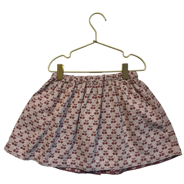 Hux Peach & Dusty Rose Cherry Print Reversible Skirt - Size 6