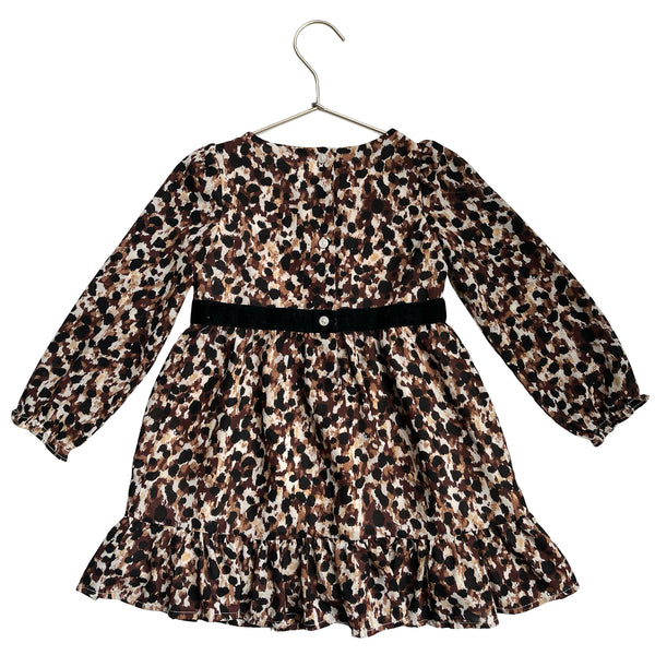 Janie and Jack x Rachel Zoe Brown & Ivory Leopard Chiffon Dress - Size 3