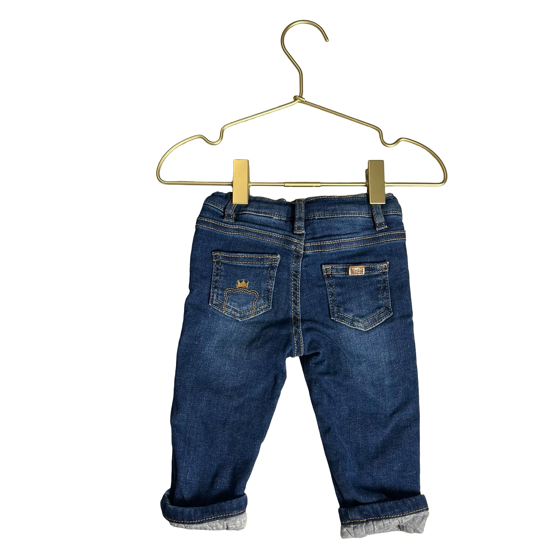 Mayoral Jersey-Lined Denim Jeans - Size 2-4 Mo