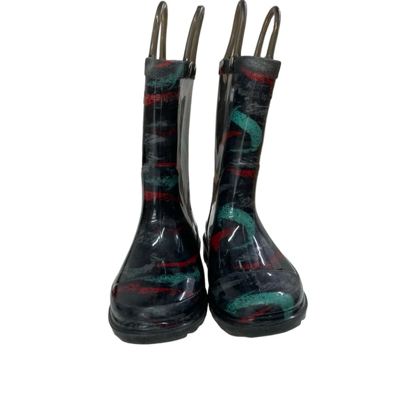 Western Chief Black & Multi-Color Shark Pattern Rain Boots - Size 9