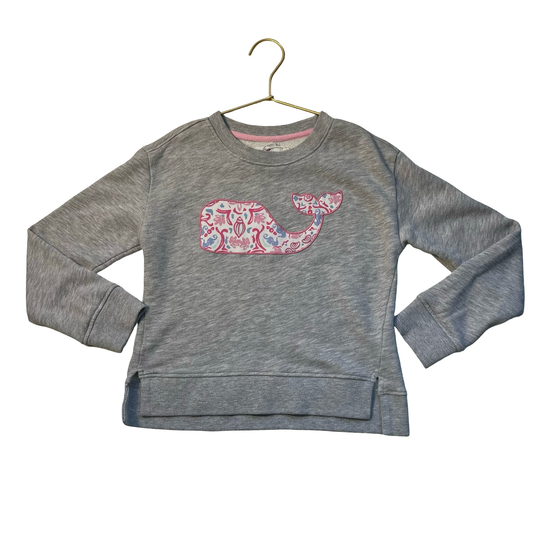 Vineyard Vines Gray Shell Print Whale Applique Sweatshirt - Size S 8-10
