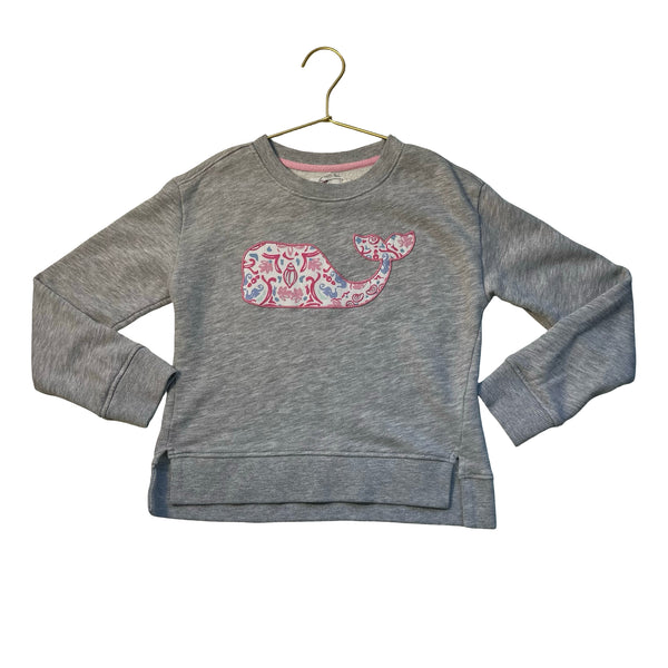 Vineyard Vines Gray Shell Print Whale Applique Sweatshirt - Size S 8-10