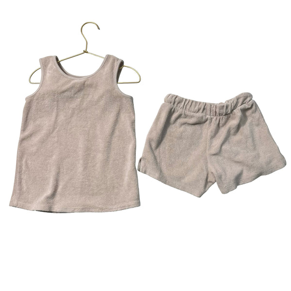 Zara Blush Terry 'Wake Up & Smile' Tank & Shorts Set - Size 4-5