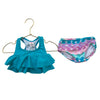 Ruffle Butts Teal, Purple & Pink Scallop 2 Piece Swimsuit - Size 6-12 Months