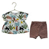 Hanna Andersson Ivory Animal Print Top & Brown Striped Shorts Set - Size 3-6 Mo