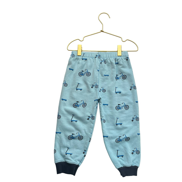 Monica + Andy Light Blue Bike & Scooter Print Joggers - Size 4Y
