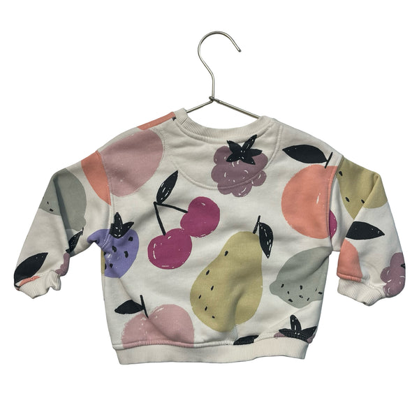 Zara Ivory & Pastel Fruit Print Sweatshirt - Size 1.5Y