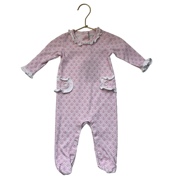 Lila and Hayes Pink Flower Print Footed One-Piece - Size 0-3 Mo