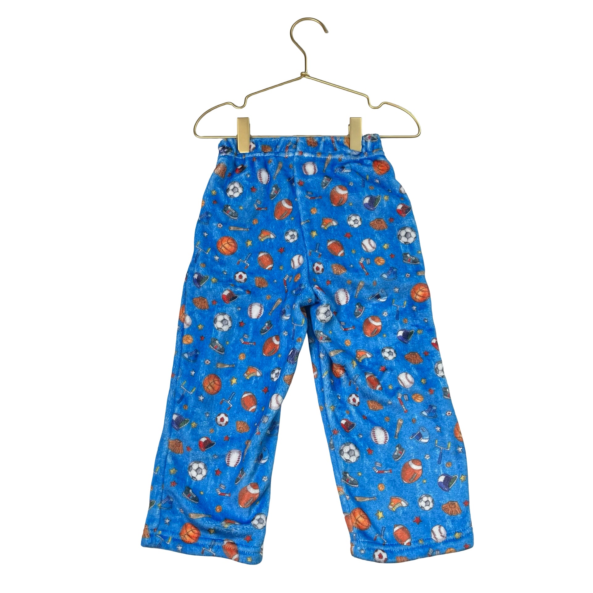 Preppy Goose Blue Sports Print Fuzzy PJ Pants - Size 2-3