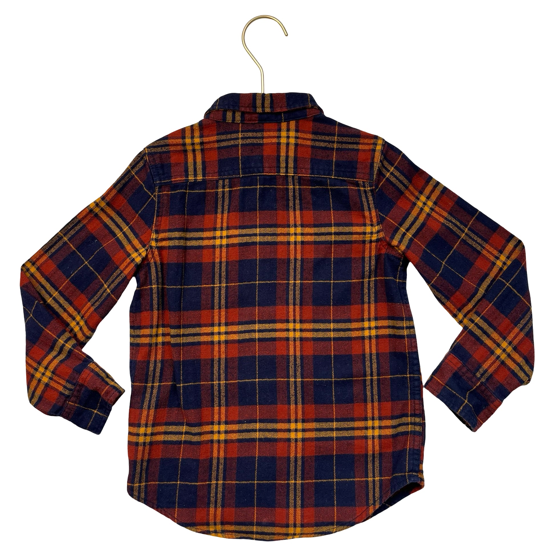 Baby Gap Navy, Orange, Yellow Plaid Flannel Button Down Shirt - Size 5