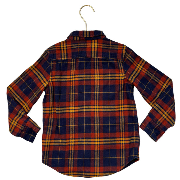 Baby Gap Navy, Orange, Yellow Plaid Flannel Button Down Shirt - Size 5