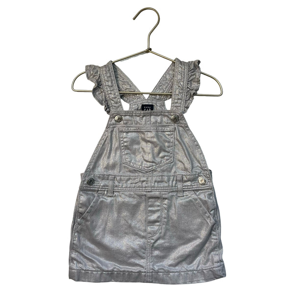 Baby Gap Silver Metallic Denim Overall Dress - Size 2