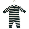 Janie and Jack Green & Ivory Striped Cotton Knit One-Piece - Size 0-3 Mo
