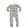 Posh Peanut Ivory, Blue, Yellow Race Car Footed PJs - Size 12-18 Mo