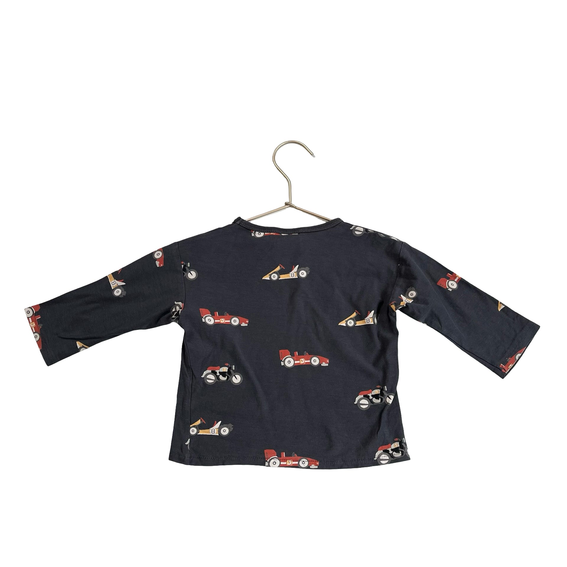Zara Gray Race Car Print Shirt - Size 6-9 Mo