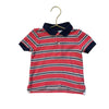 Janie and Jack Red, White, Navy Striped Polo Shirt - Size 12-18 Mo