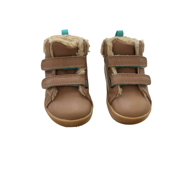 Ten Little Lined Brown Velcro Shoes - Size 5.5