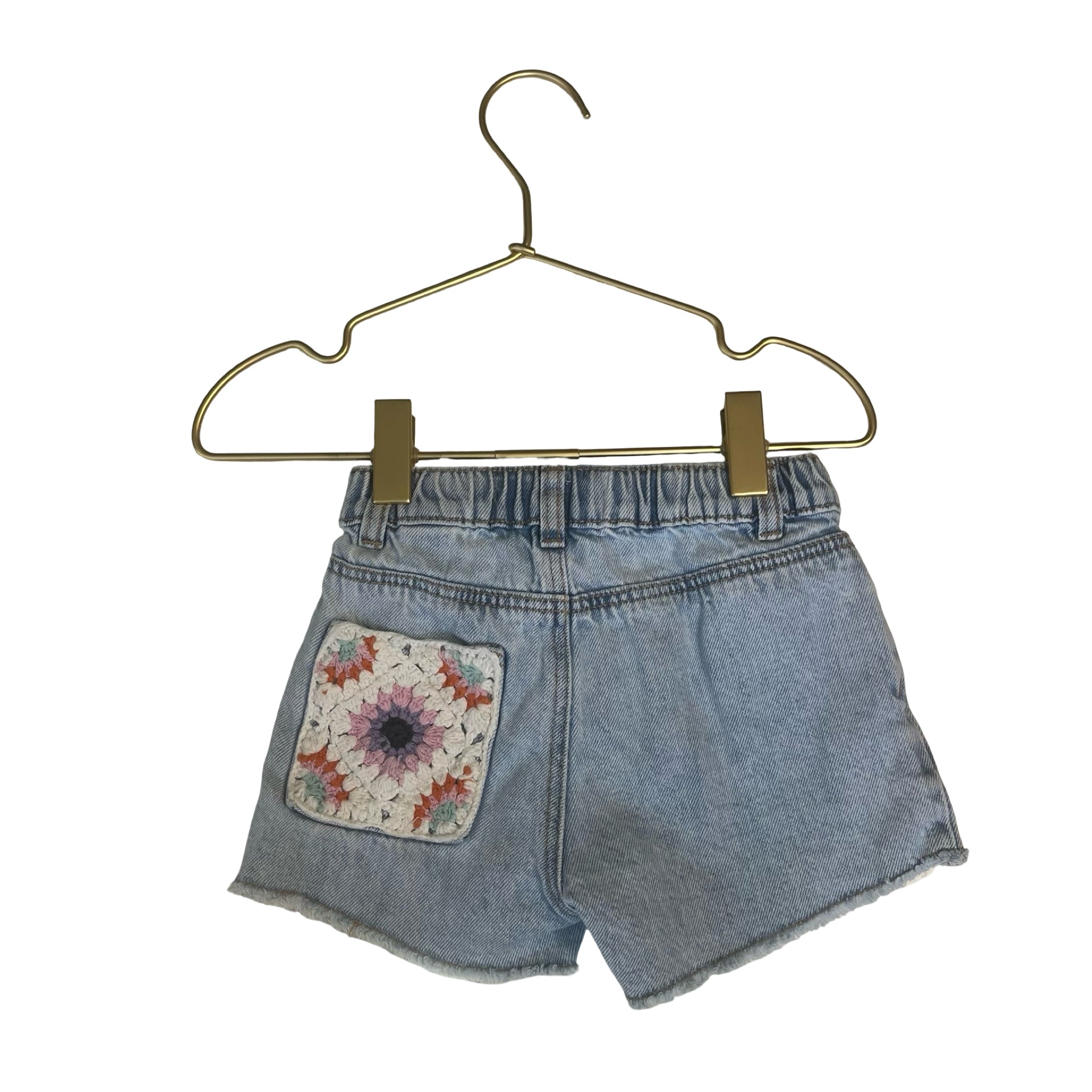 Zara Raw-Hem Crochet Pocket Denim Jean Shorts - Size 2-3