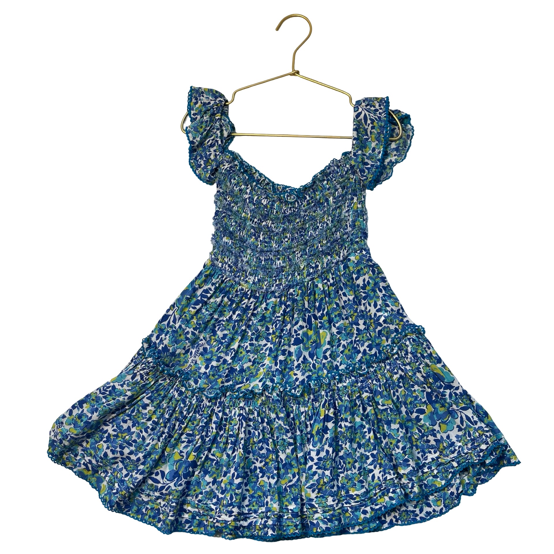 Poupette St Barth Blue Floral Smocked Dress - Size 6