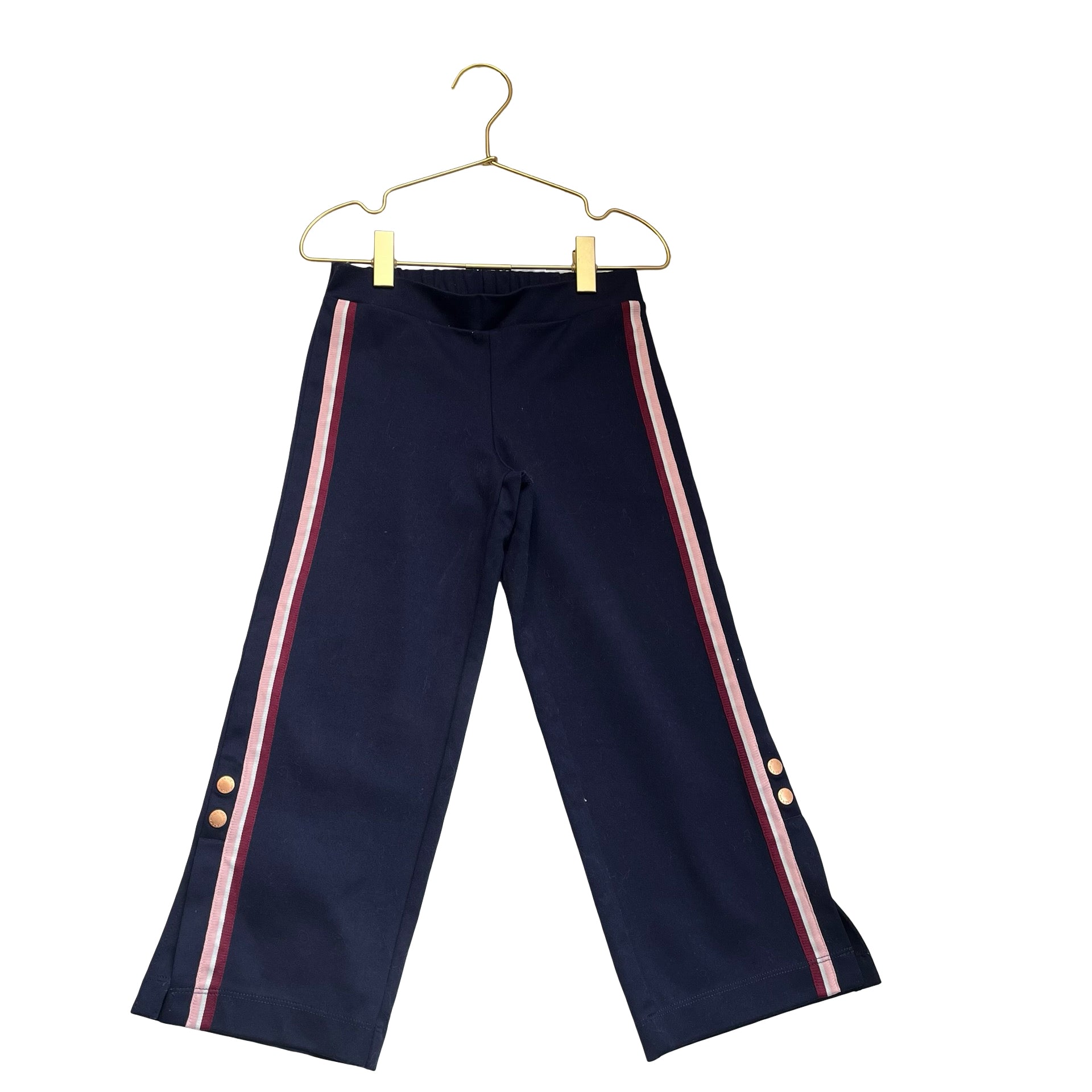 Janie and Jack Navy Pants, Pink & Burgundy Side Stripe - Size 5
