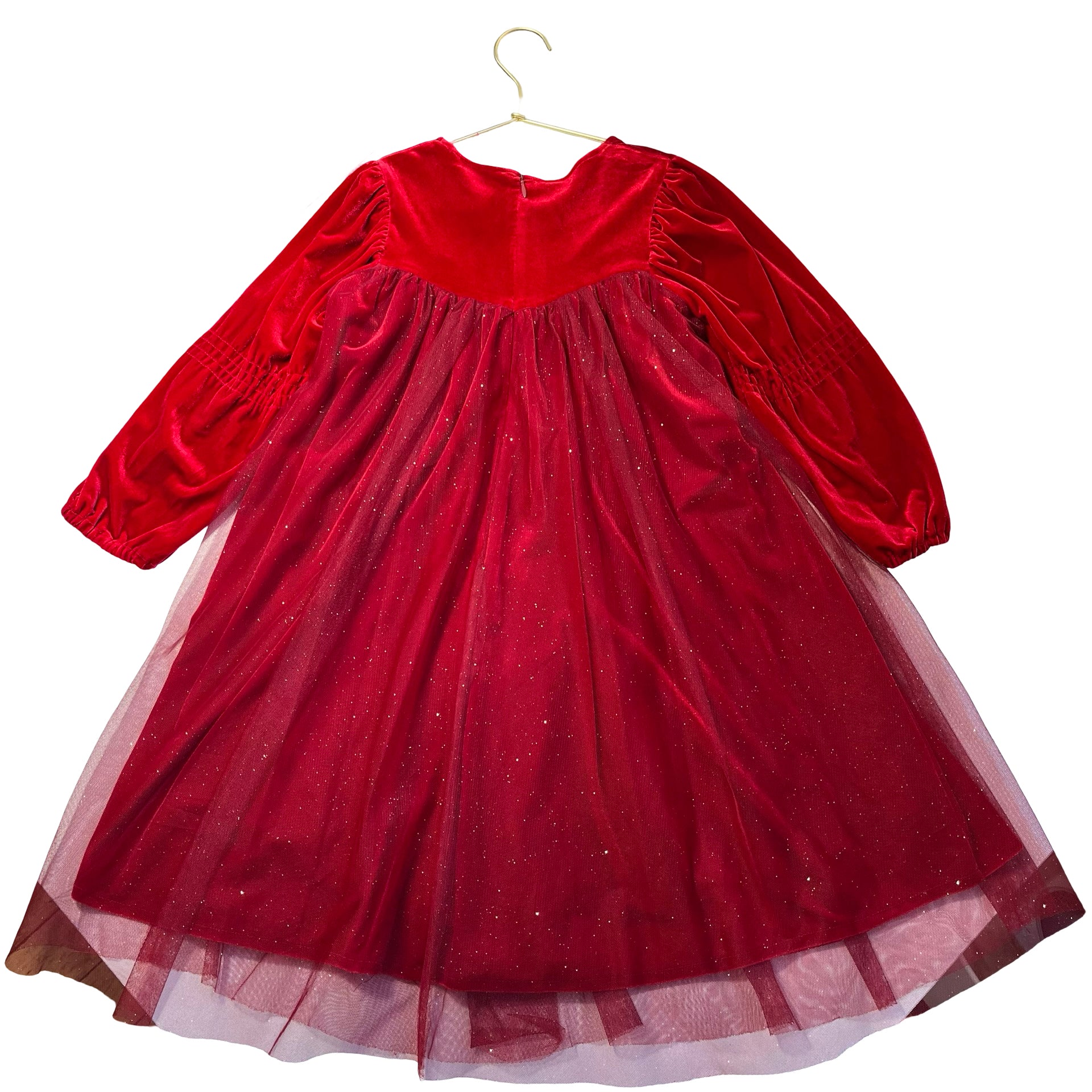 Lulabee Red Velvet & Sparkle Tulle Dress - Size 120 (6-7)