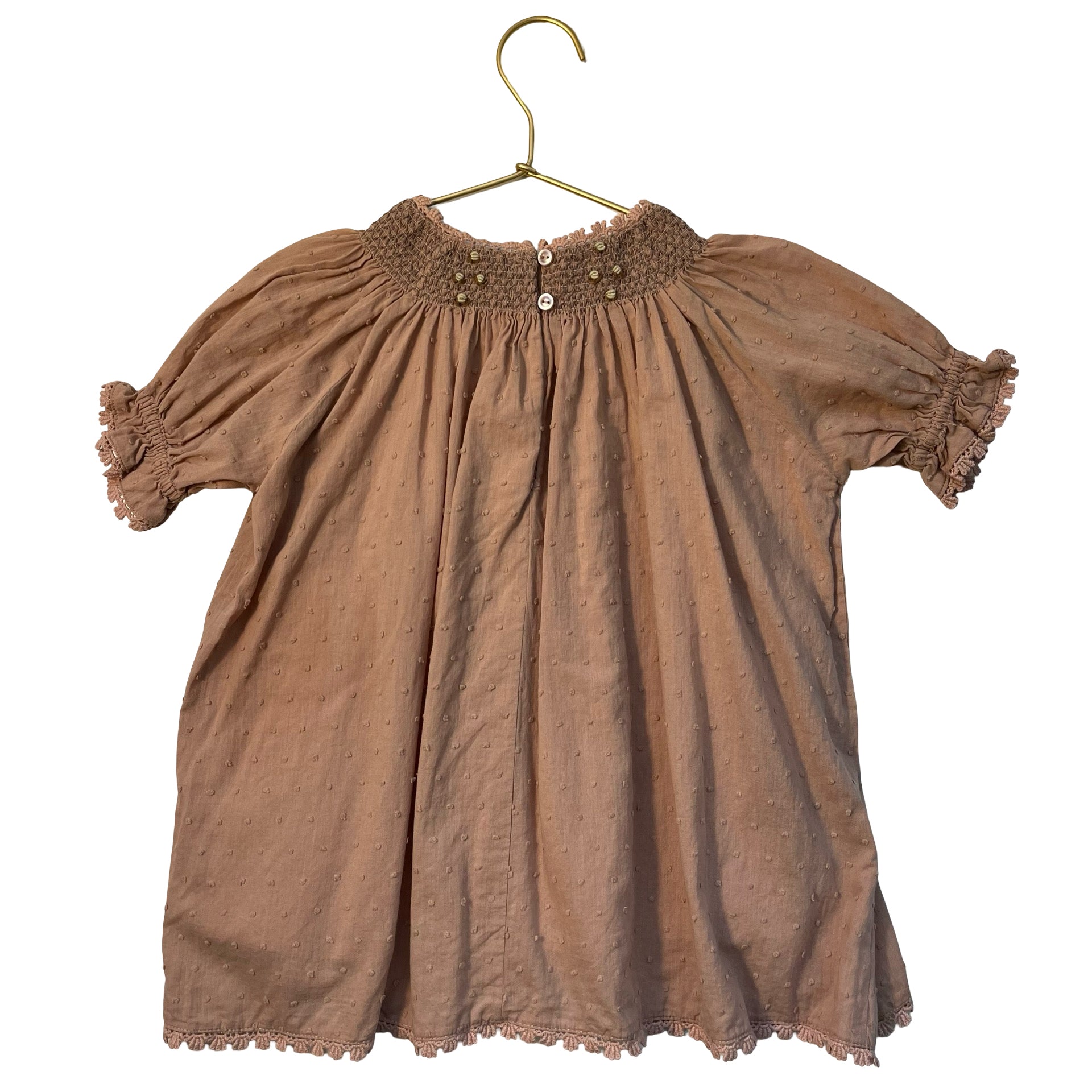 Noralee Dusty Peach Dot Smocked Dress - Size 2T