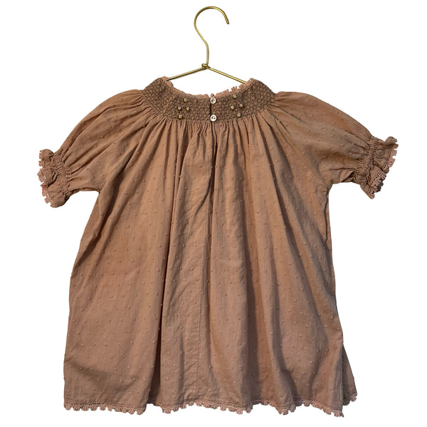 Noralee Dusty Peach Dot Smocked Dress - Size 2T