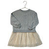 H&M Gray Sweatshirt & Ivory Chiffon Pleated Dot Dress - Size 3-4