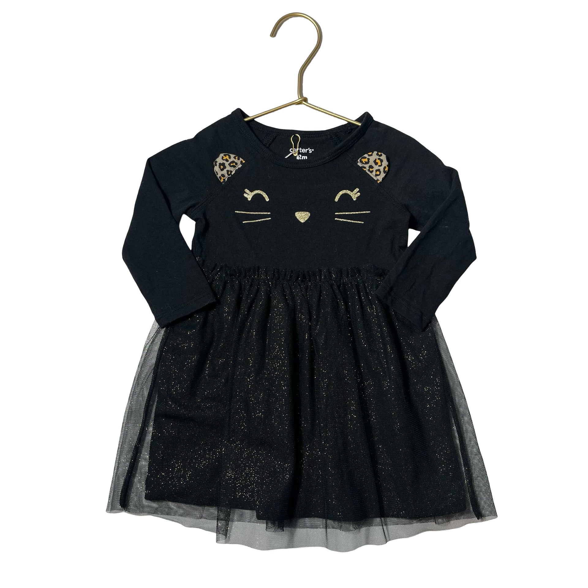 Carter's Black Cat Tulle Long Sleeve Dress - Size 12 Months - Bounce Mkt