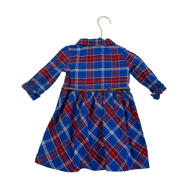 Carter's Blue Plaid Flannel Belted Dress & Bloomers - Size 18 Mo - Bounce Mkt