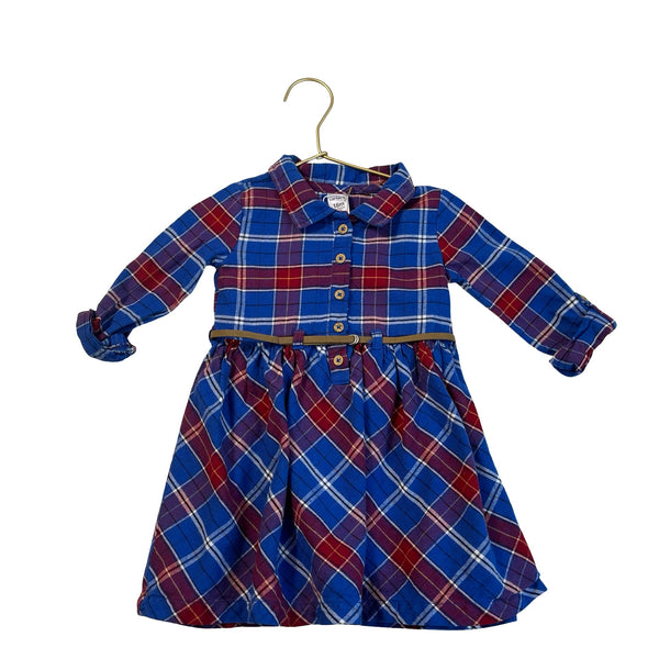 Carter's Blue Plaid Flannel Belted Dress & Bloomers - Size 18 Mo - Bounce Mkt