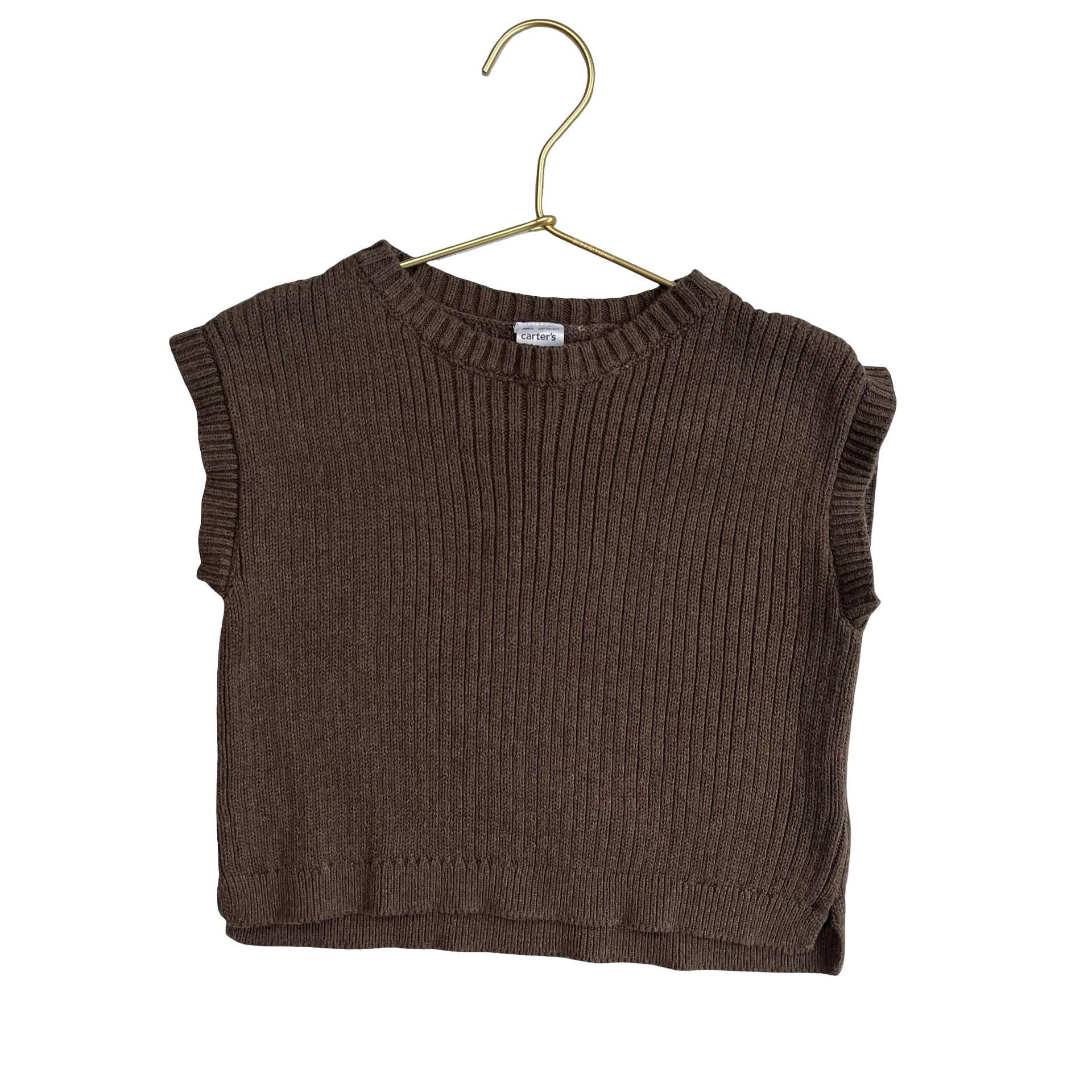 Carter's Brown Ribbed Sleeveless Sweater - Size 18 Months - Bounce Mkt