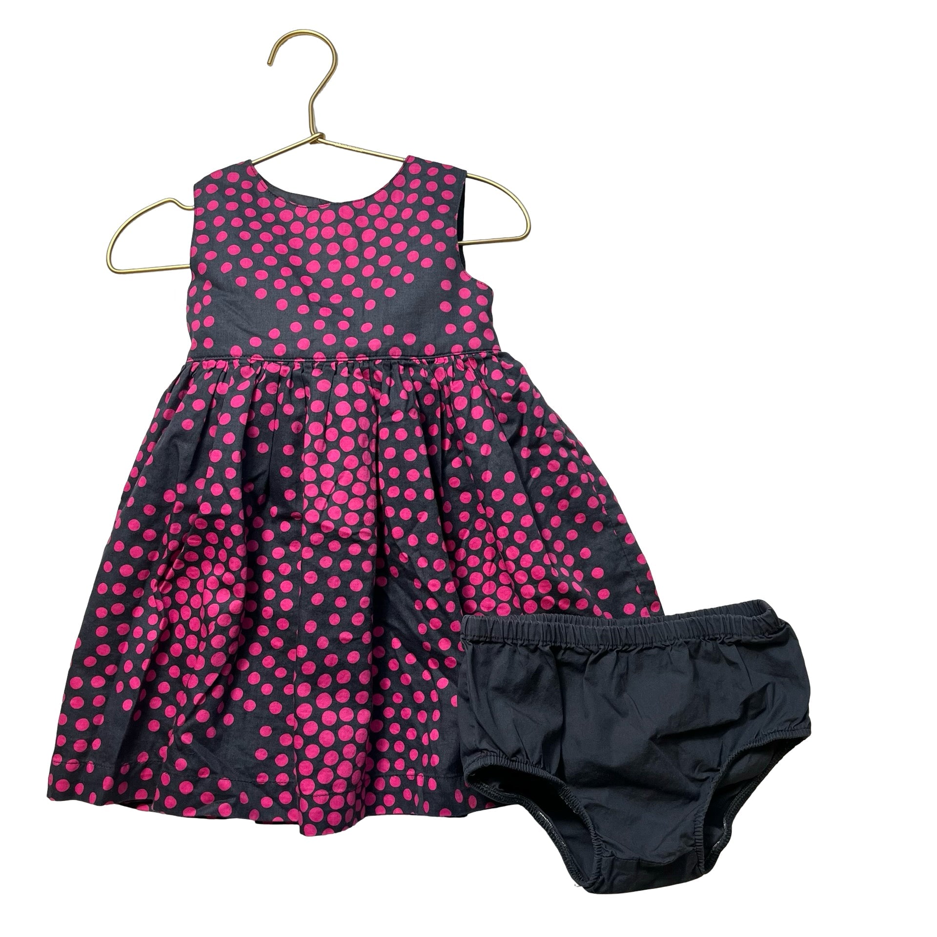 Carter's Dark Gray & Pink Dot Dress & Bloomers - Size 24 Mo - Bounce Mkt