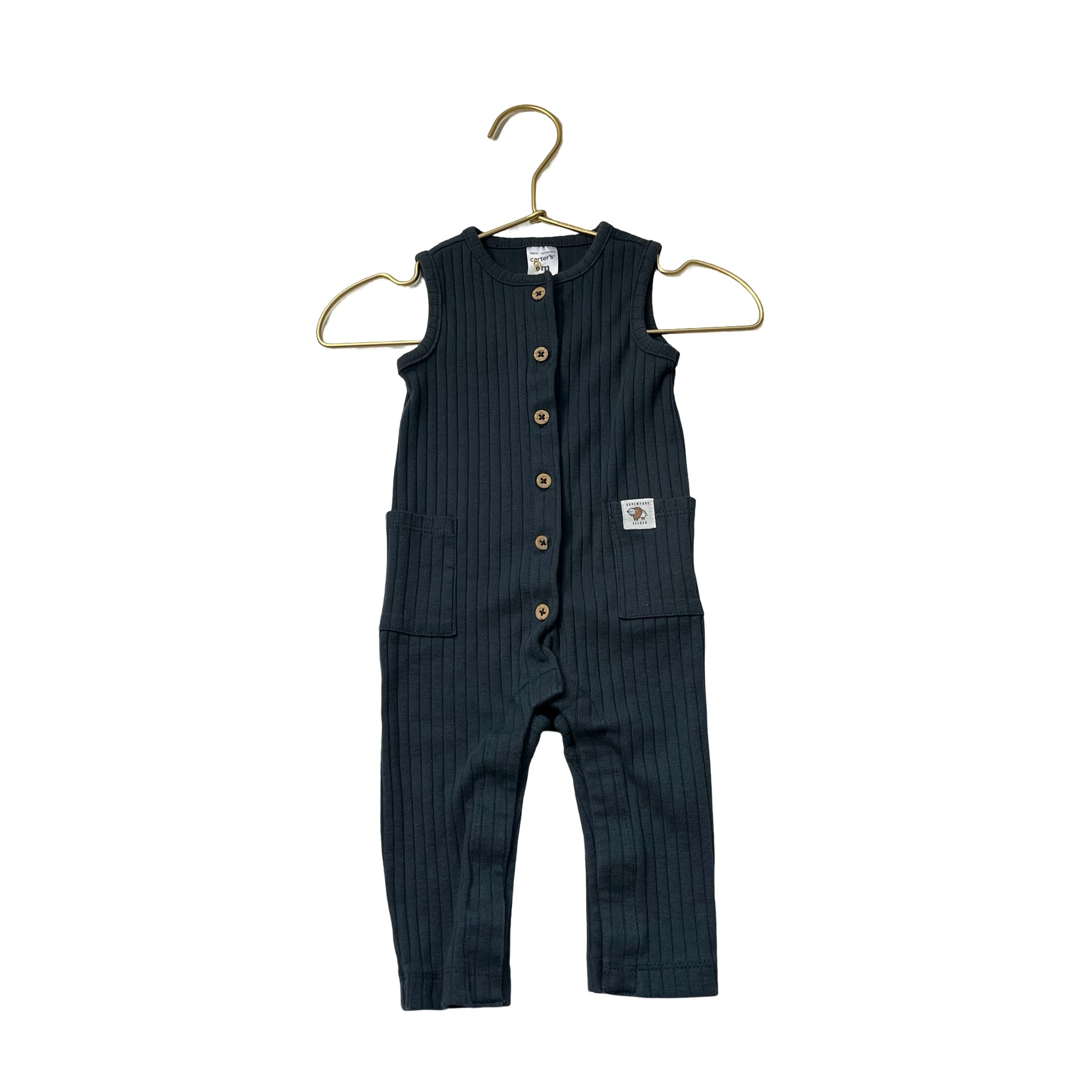 Carter's Dark Teal Ribbed Sleeveless One Piece - Size 6 Months - Bounce Mkt