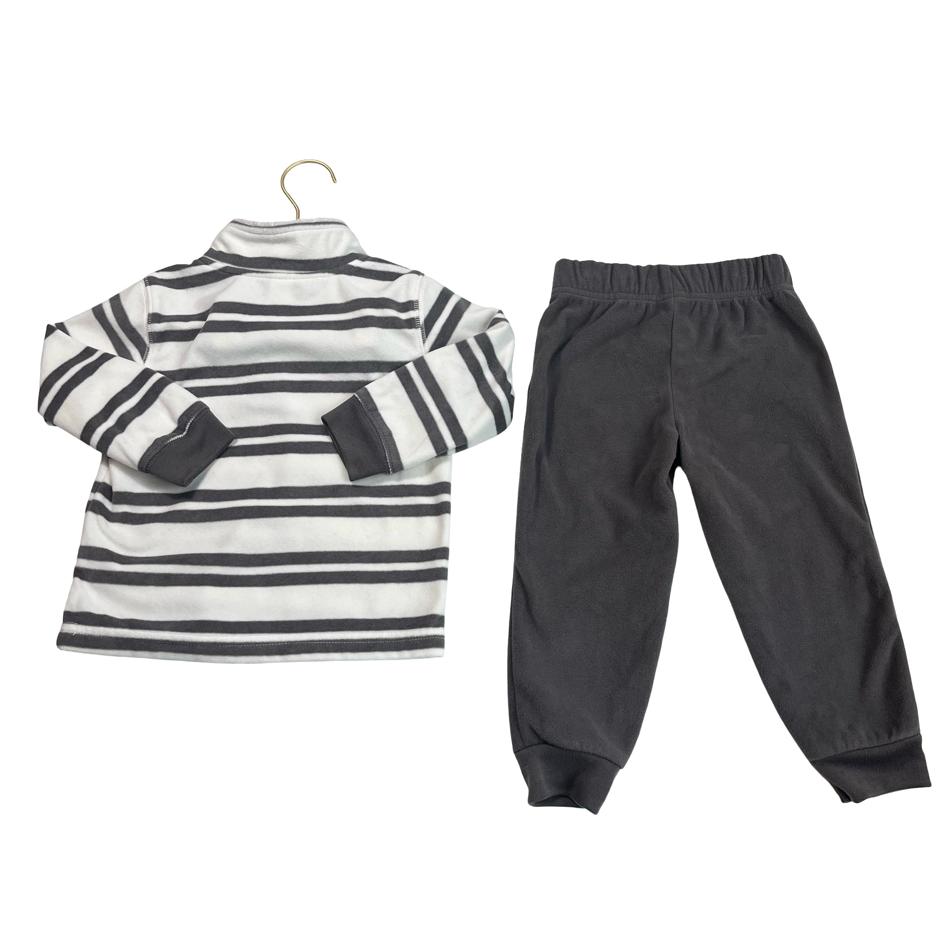Carter's Fleece Gray Joggers & Striped Ivory Pullover Set - Size 2T - Bounce Mkt